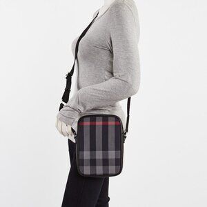 Burberry Black/Blue Nylon Check and Leather Paddy Crossbody Bag